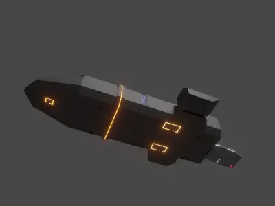 small space carrier ship with interior Low-poly 3D model