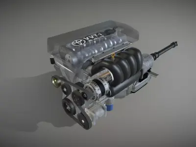 1zz 4 cylinder animated engine Low-poly 3D model