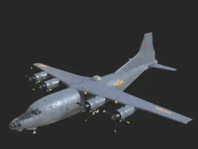 China Yun-8 Transport Aircraft Family High tech series aircraft Low-poly 3D model