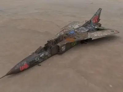 Abandoned WarPlane With Graffiti 3D model