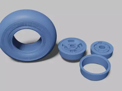 Hawker Hurricane Main and TailWheel set 3D print model