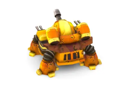 lowpoly 3d model cartoon robot tank Low-poly 3D model