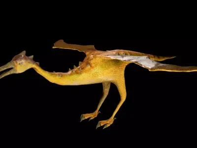 Dino yellow with wings Low-poly 3D model