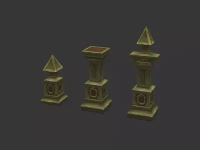 Low Poly Pillar three pillars Free low-poly 3D model