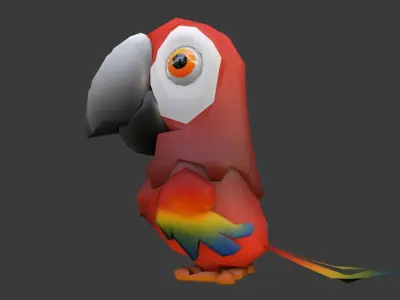 Low Poly Cartoon Macaw Not Rigged Low-poly 3D model
