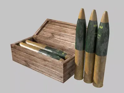105mm Ammunition pack Low-poly 3D model