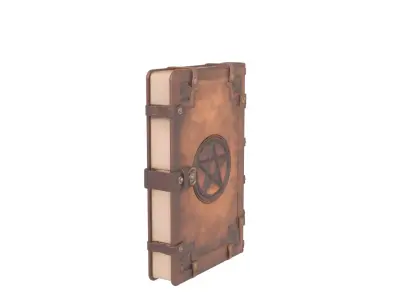 3D Leather Grimoire Book Cover Pentagram and Aged 3D model