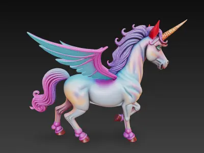 Unicorn Realistic 3D Model Basic - Low Poly Realistic Low-poly 3D model