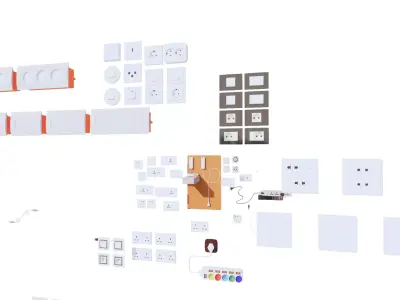 3D Electrical Outlets and Power Accessories Collection Low-poly 3D model