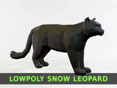 Snow Leopard Low-poly 3D model