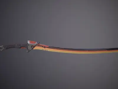 Sci-fi-Katana sword with orange handle Low-poly 3D model