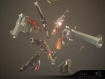 Pistols - Revolver parts Pack Low-poly 3D model