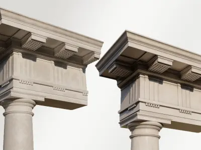 Mutulary Doric two column with pedestal and entablature 3D model