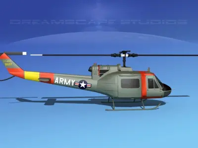 Bell UH-1B Iroquois V01 US Army 3D model
