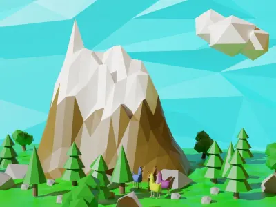 Asset pack low poly Free low-poly 3D model