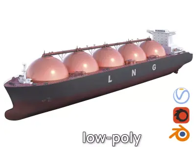 LNG Tanker Cargo Tanker Gas Carrier ship Low-poly 3D model