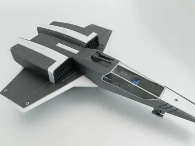 Sci Fi Fighter Jet with Interior Cockpit Low-poly 3D model