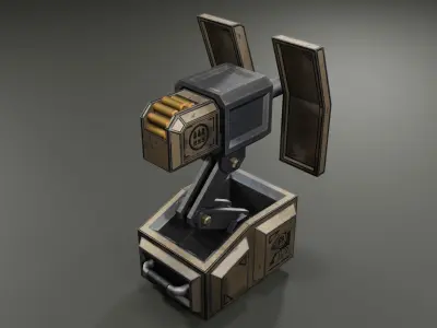 Foldable turret Low-poly 3D model