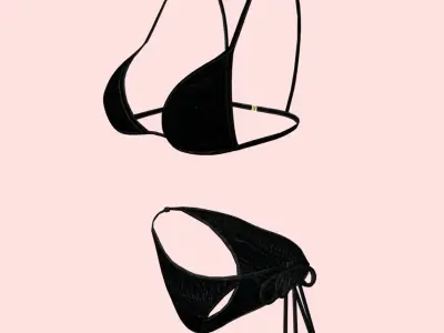 Sexy Black Dotted Bikini P04 Low-poly 3D model