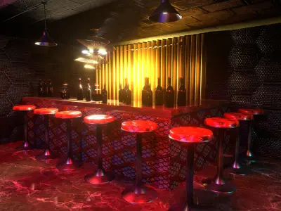 Strip Club Private Lounge and Bar Inside Interior Low-poly 3D model