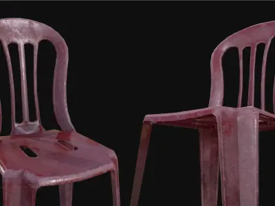Old Plastic Chair  Low-poly 3D model
