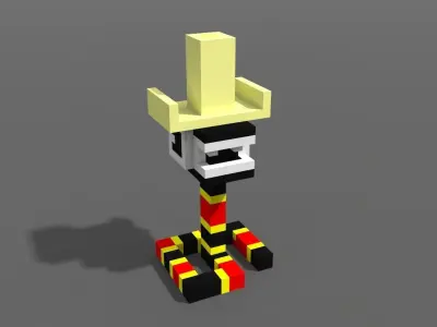 Voxel Coral Snake Low-poly 3D model