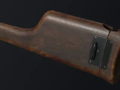 PBR Mauser Stock and Holster Low-poly 3D model