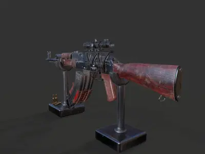 ak47 with utg 3-9 scope and pitcinny rail 3D model