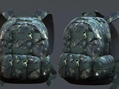 Backpack military combat Black baggage  Low-poly 3D model buy