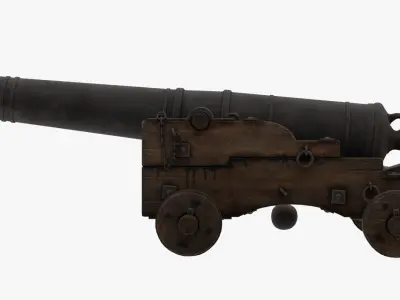 Realistic Medieval Cannon Low-poly 3D model