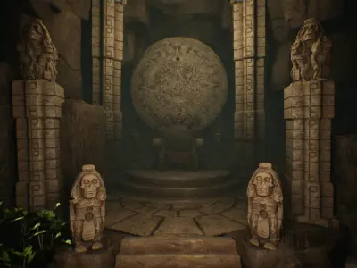 Aztec Temple Interior 24 Assets Low-poly 3D model