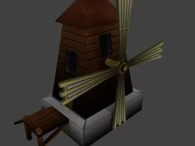 Cartoon Medieval Windmill Low-poly 3D model