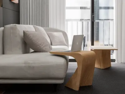 Woodbang Touchey parametric side table - bedside night oak wood Free 3D model
