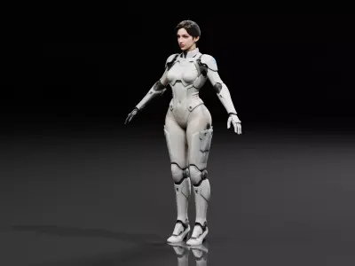 Sci Fi Female Cyborg Character RIGGED Low-poly 3D model