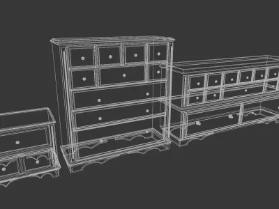 Vintage Bedroom Storage Set Low-poly 3D model