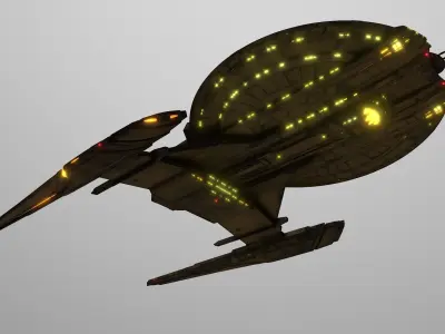 44USS-Shenzhou star trek ship flying in air 3D model