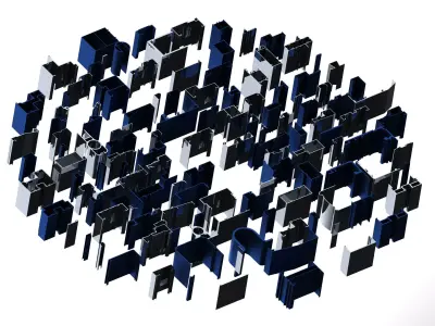 Extruded Aluminium Profile Enclosures Set for Shopfront Low-poly 3D model