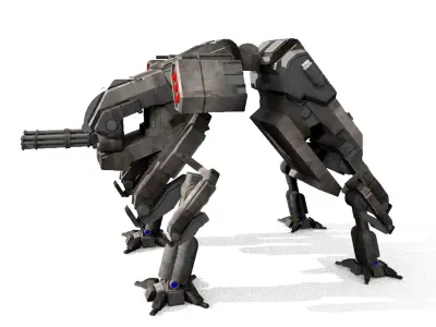 military robot guard unit lowpoly 3D model