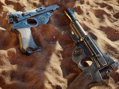 Mandalorian Blaster Pistol - 3D Asset Kit PBR  Low-poly 3D model