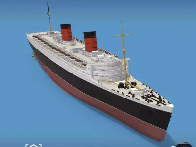 original RMS Queen Elizabeth ocean liner 3D print ready model 3D print model