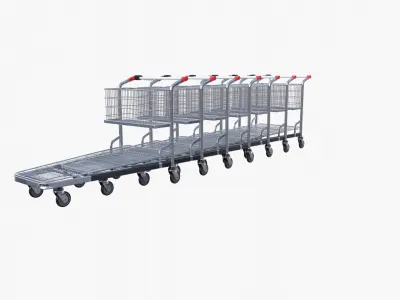 Shopping cart stack v1 Low-poly 3D model