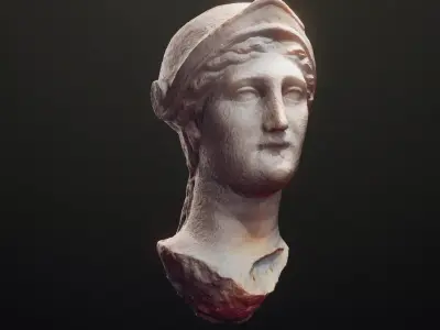 Athen godess head scanned and lowpoly Low-poly 3D model