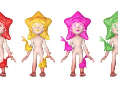 Pisces Character Girl 3D model 3D model