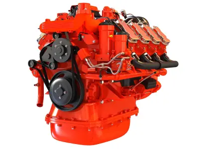 Diesel Engine of 8 Cylinder Power Generation 3D model