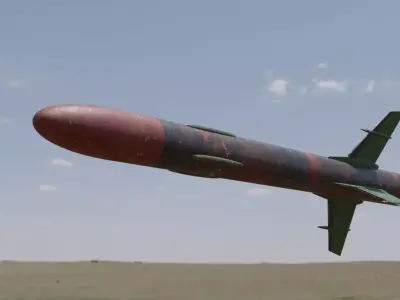 Missile 3D model flying in sky Low-poly 3D model