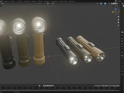 Military-flashlight Package Low-poly 3D model