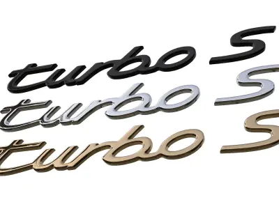 turbo s Porsche emblem nameplate 3D model