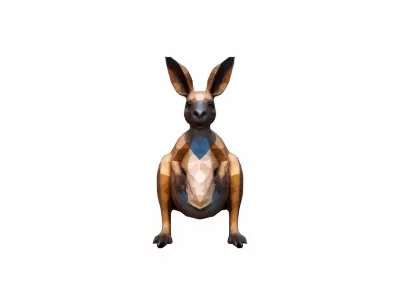 A Female  Gender Grey Red Kangaroo 3d Render 3D model