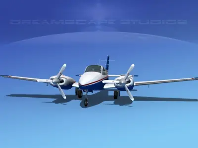 Beechcraft B55 Baron V03 3D model