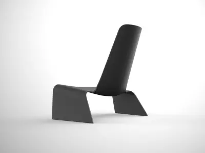 Plank land armchair black plastic Low-poly 3D model